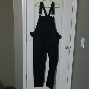 Black Overalls with Fishnet Inlays - Size L